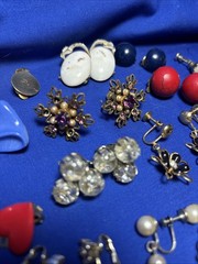 Vintage Lot Clip /Screwback Earrings Dangle Drop Huggie Crystal Pearl L26