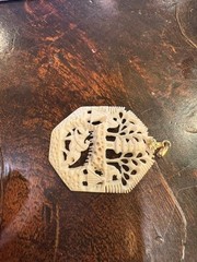 Vintage Pendant Carved Bovine Bone