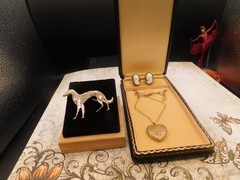 Antique jewelry lot Art Deco sterling silver Dog pin Trojan Cameo rare cufflinks