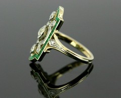 Art Deco 3CT Lab-Created Diamond Three-Stone Wedding 14K Yellow Gold Finish Ring