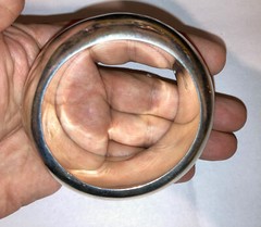GREAT MODERNIST STERLING SILVER BANGLE BRACELET PATRICIA VON MUSULIN HEAVY 195gr