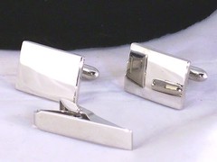 Vtg Mens Jewelry Cufflinks Tie Clasp Clip Bar Silvertone Set High Shine Finish