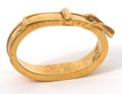 Vintage Hermes Authentic Gold Tone Belt Buckle Shaped Scarf Ring