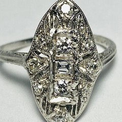 Art Deco Platinum Filigree 0.24ctw Diamond Size 5.5 Ring 3.7g