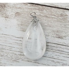 Vintage Pendant Clear with Milky Swirls No Chain Included