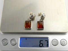 Lori Bonn Sterling Silver Amber Stud Earrings 925 6.7g 7/8 Inch Length