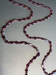 Genuine Almandine Garnet Unusual Geometric Rhombus Bead Necklace Clasp-Free 36″