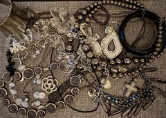 Vintage Jewelry Large Collection Silver Bracelets Earrings Necklaces Rings 21 Pc