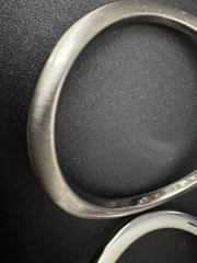 2 DKNY Silver Tone Brushed & Shiny 2.25″ Diameter Bangle Bracelets M1