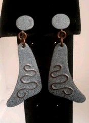 Sterling silver Copper Embossed Earrings. Screwback vintage
