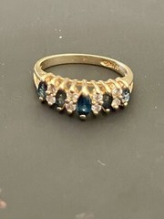 14KT Yellow Gold Sapphire and Diamond Ring. Size 6.5 (S179)