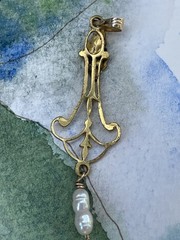 Antique Edwardian Lavalier Pendant Seed Pearl GF Art Deco Art Nouveau