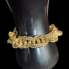 Graziano Gold Tone Rope Chain Bracelet Chunky Statement Vintage Adjustable Glam