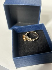 Vintage Orange Cubic Zirconia Ring Gold Plated Womens Size 5