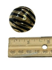 Vintage Clip On Earrings Chunky Tiger Stripe Gold Domed Round Heavy Metal