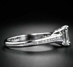 Lab-Created 2CT Emerald Cut Diamond Vintage Engagement Ring 14K White Gold Over