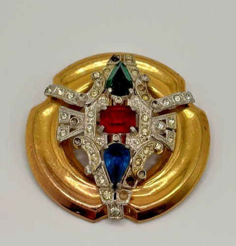RARE 1930’S ART DECO RHINESTONE SIGNED MCCLELLAND BARCLAY PIN BROOCH