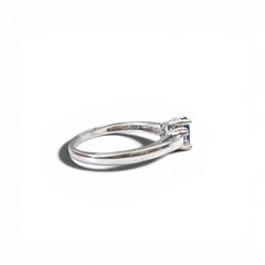 0.52ct. Blue Sapphire & 0.13cttw. White Diamond Ring in 14k White Gold 7US 2.46g