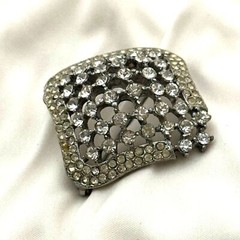 Vintage Rhinestone Encrusted Diamond Shaped Brooch