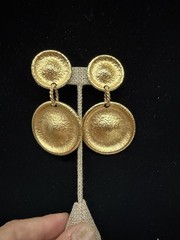 Vintage Anne Klein Couture Gold Tone Clip-On Earrings Runway Style Unsigned