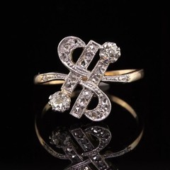 1910’s Art Nouveau Style LabCreated Diamond Art Deco Engagement 14K GoldFN Ring
