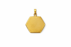 Blue Morpho Butterfly Wing Sailboat Pendant Gold Tone Hexagon Vintage Charm