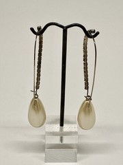 Vintage Rhinestone & Faux Pearl Teardrop Dangle Earrings