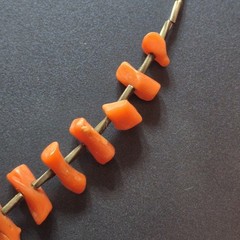 Vintage Handmade 14.5″ Long Graduated Coral Branch & Silver Heishi Bead Necklace