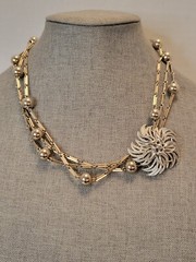 MONET Jewelry 60″ Necklace & Brooch Silvertone Versatility Flapper To…