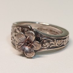 Sz 9.5 VTG Sterling Silver Floral Scroll Band Ring Signed TON & DESIGNER 9.9g