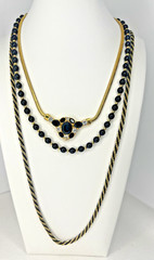 Jewelry Lot 1980s Black and Yellow Gold Tone incl Monet, Trifari, and more
