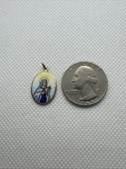 19k 800 PORTUGUESE ENAMEL GOLD MARY TEREZINHA SO JESUS RELIGIOUS MEDAL PENDANT