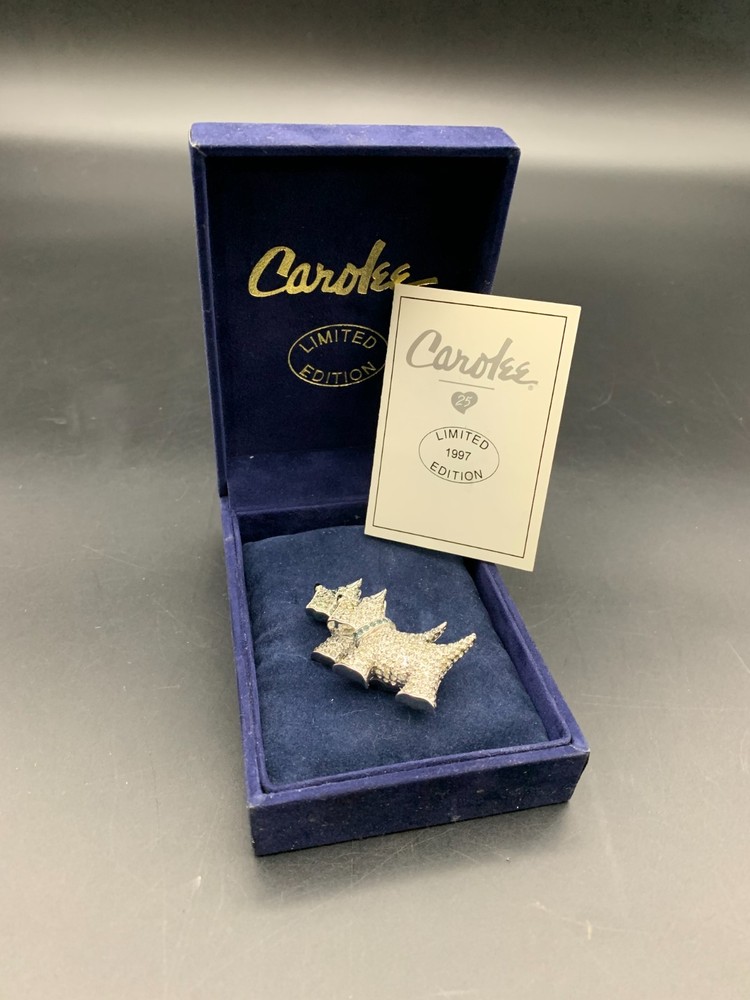Carolee Signed Limited Edition 1997 SCOTTY DOGS Rhinestone Brooch PIN