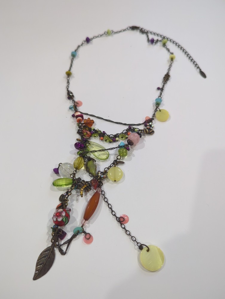 Vintage VCLM signed necklace with Antique Brass Chain