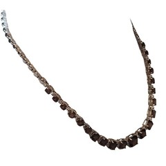 Vintage JC 925 Sterling Silver Smoky Quartz Tennis Necklace Thailand