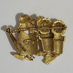 Vtg Danecraft Brooch Pin Gardening Tools Gardner Flower Pots Watering Can Estate