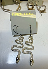 Vintage High Fashion lot of 3 Snake hook Earrings Silver Tone Unused 1990’s
