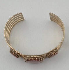 Vintage Goldstone Jewelry Set MCM Copper Sparkle Cuff Bracelet Brooch Ring Demi