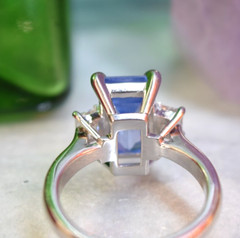 GIA Estate Platinum 5.60ct No Heat Ceylon Blue Sapphire VS Diamond 3 Stone Ring