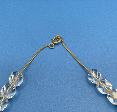 NECKLACE vtg 1950/60s crystal glass faceted beads strung on gold-filled chain