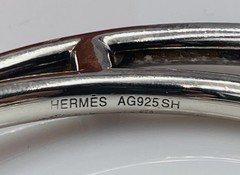 Hermes Paris Vintage French Sterling Silver H Cuff Bracelet