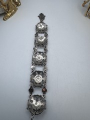 VINTAGE 60’s Silver Tone And Red Cabuchon SOUVENIR DU MAROC Moroccan Hamsa Hand
