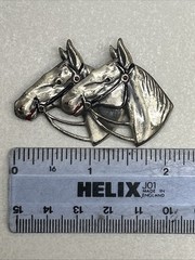 Vintage Rare Two Horse Head Brooch Pin Marked Sterling Uncas Mfg. Co.