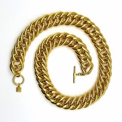 Vintage Anne Klein 24 Inch Heavy Chunky Gold Tone Curb Chain Statement Necklace