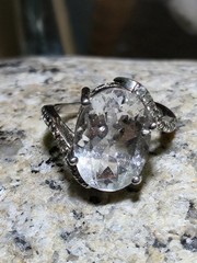 VINTAGE JTV OVAL CUBIC ZIRCONIA & 925 STERLING SILVER WOMENS RING SIZE 5