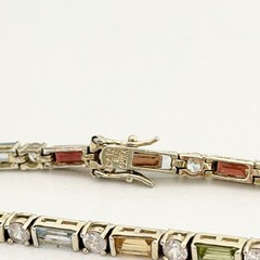 Ross Simons 925 Sterling Silver Gold Vermeil Genuine Multi Gemstone Bracelet 7.5