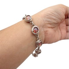 Sterling Silver Wired Bracelet and Colorful Glass Stones 7”
