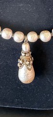 Vintage Miriam Haskell Faux Baroque Pearl Pendant UNSIGNED Wired Choker “AS IS”