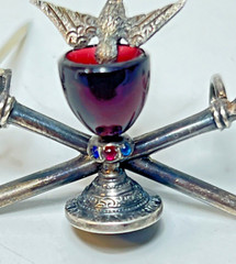 1880’s Antique Theosophical Fine Silver Brooch Trinity Holy Grail Spirit Spear
