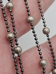Vintage JCM Sterling Silver Italian Beaded Station Long Chain Necklace 60″
